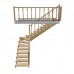 Поворотная деревянная лестница на второй этаж с забежными ступенями на 90°
