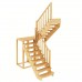 Разворотная деревянная лестница на второй этаж с площадкой на 180°