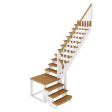 Поворотная деревянная лестница на второй этаж с площадкой на 90°